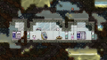 The Cryotank on the secondary Asteroid, along with both Duplicant Teleporters and a Ration Box.