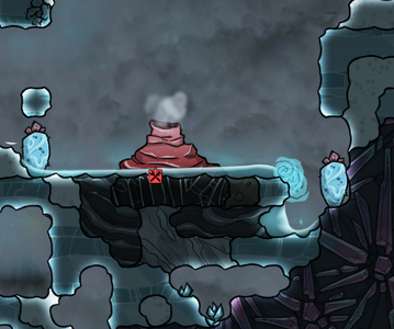 An uncovered geyser in the frozen biome.